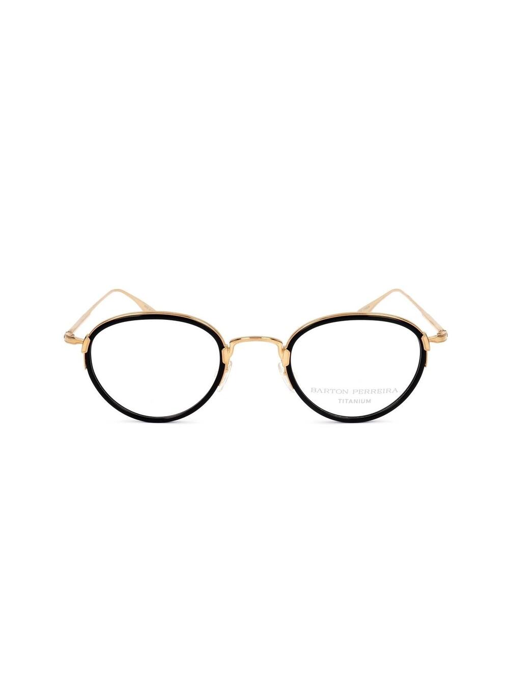 Barton Perreira Eyeglasses Frame BP5003 0FC Black Gold Round 48-24-128 Authentic